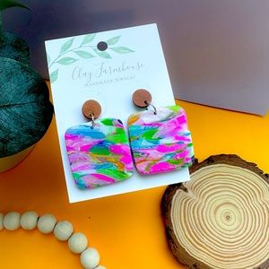 Bright Abstract polymer clay earrings
